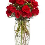 Roses arranged in a clear glass vase